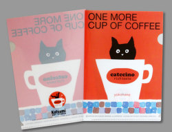 【猫柄】カツミアート（松下カツミ）クリアファイルA5（小）サイズ：コーヒーカップ