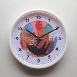 【猫柄】カツミアート（松下カツミ）掛け時計：風船