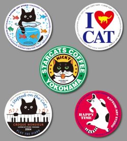 カツミアートオリジナル猫柄コースター：5枚入りセット