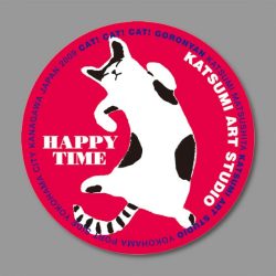 カツミアートオリジナル猫柄コースター：ゴロニャン