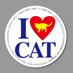 カツミアートオリジナル猫柄コースター：アイラブキャット