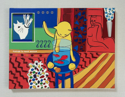 原画作品F6（ジクレー版画）松下カツミ：猫と金魚