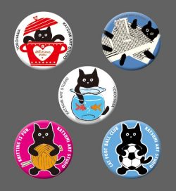 カツミアート猫柄缶バッチ：クロックムッシュ-B