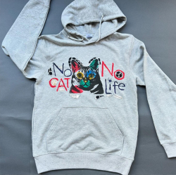 【猫柄】カツミアート（松下カツミ）パーカー：ワンオフパーカー：Style.003（Mサイズ）