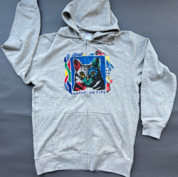 【猫柄】カツミアート（松下カツミ）パーカー：ワンオフパーカー：Style.004（XLサイズ）