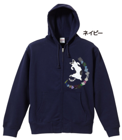 【猫柄】カツミアート（松下カツミ）パーカー：ワンオフパーカー：Style.027（XLサイズ）