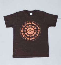 松下カツミ猫柄T-シャツ：サークルキャット（チョコレート）
