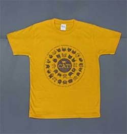 カツミ猫柄T-シャツ：サークルキャット（ゴールドイエロー）