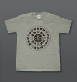 松下カツミ猫柄T-シャツ：サークルキャット（シルバーグレー）