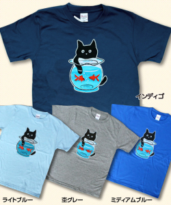 松下カツミ猫柄T-シャツ：金魚鉢