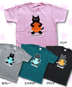松下カツミ猫柄T-シャツ：ニットキャット