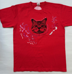 【猫柄】カツミアート（松下カツミ）ワンオフT-シャツ：Style.030（Mサイズ）