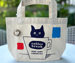 【猫柄】カツミアート（松下カツミ）トートバッグ（小）：コーヒーブレイク