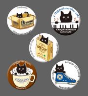 カツミアート猫柄缶バッチ：クロックムッシュ-A