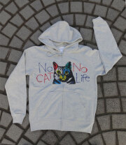 【猫柄】カツミアート（松下カツミ）メンズパーカー：アンディ Bタイプ（フロントジッパーつき）