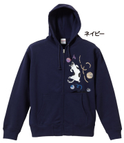 【猫柄】カツミアート（松下カツミ）パーカー：ワンオフパーカー：Style.020（Mサイズ）