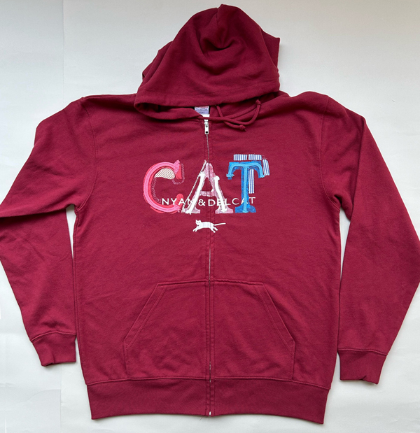 【猫柄】カツミアート（松下カツミ）パーカー：ワンオフパーカー：Style.008（XLサイズ）