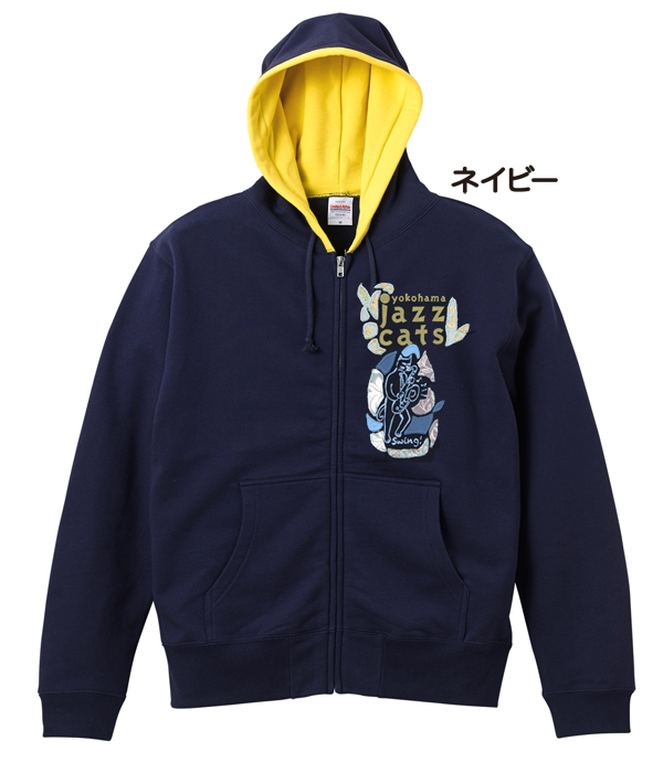 【猫柄】カツミアート（松下カツミ）パーカー：ワンオフパーカー：Style.023（XLサイズ）