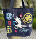 【猫柄】カツミアート（松下カツミ）トートバッグ（大）：キャットアート-No.26