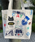 【猫柄】カツミアート（松下カツミ）トートバッグ（大）：キャットアート-No.28