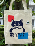 【猫柄】カツミアート（松下カツミ）キャンバスフラットトートバッグ（A4）：ニッキー