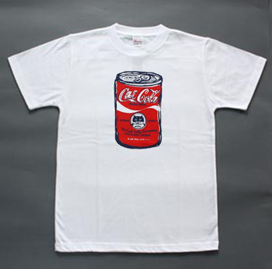 松下カツミ猫柄T-シャツ：キャットコーラ（ホワイト）