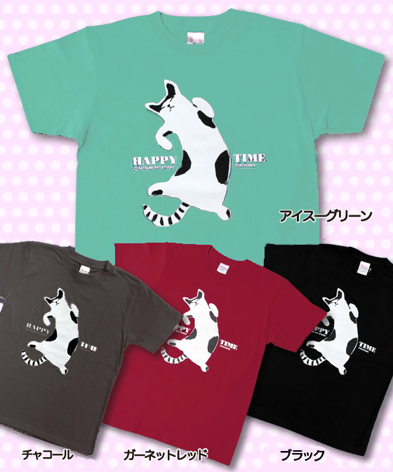 松下カツミ猫柄T-シャツ：ゴロニャン