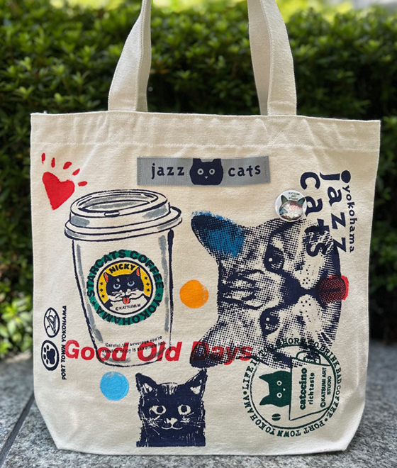 【猫柄】カツミアート（松下カツミ）トートバッグ（大）：キャットアート-No.30