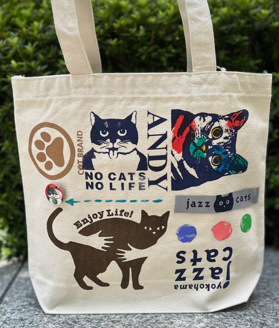 【猫柄】カツミアート（松下カツミ）トートバッグ（大）：キャットアート-No.31