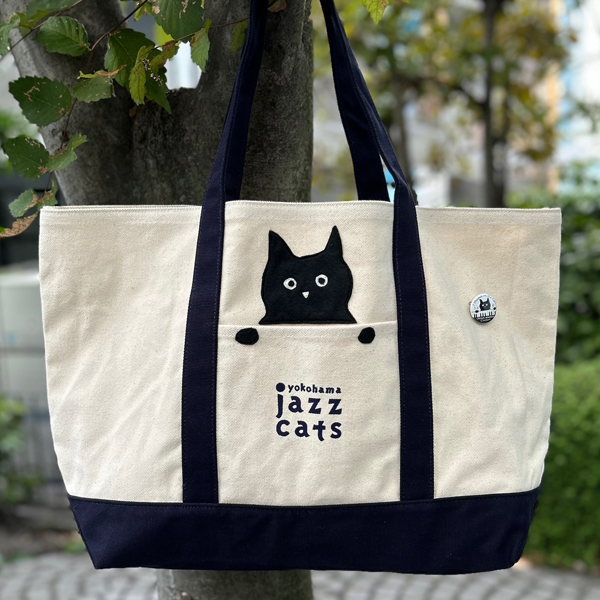 【猫柄】カツミアート（松下カツミ）ウルトラヘヴィーキャンバストートバッグ（特大）：クロックムッシュ