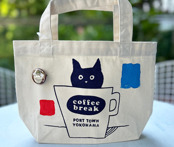 【猫柄】カツミアート（松下カツミ）トートバッグ（小）：コーヒーブレイク