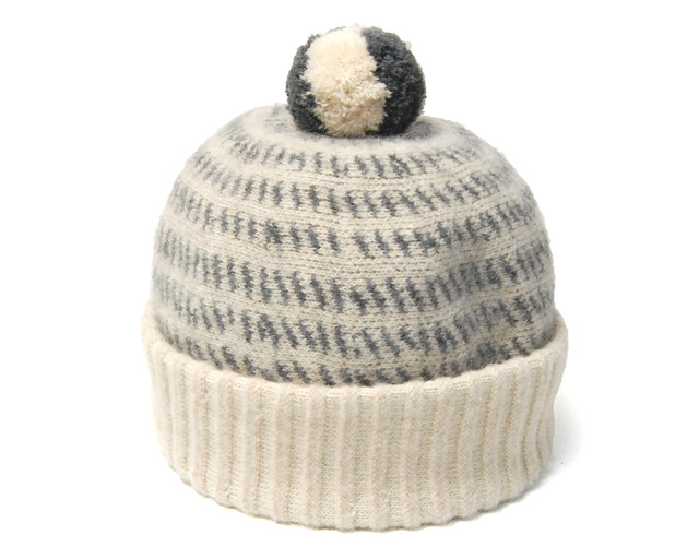 cableami　ケーブルアミ　ボンボン付きアルパカニットキャップ 　アイボリー