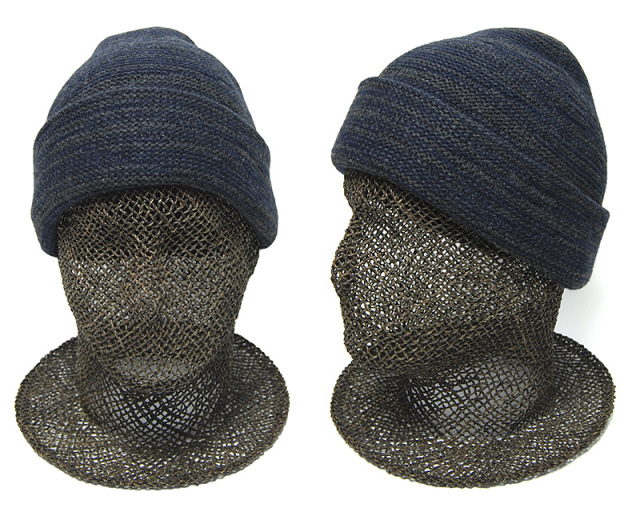 johnstons　ジョンストンズ　カシミヤニット帽 　ブロークンストライプ