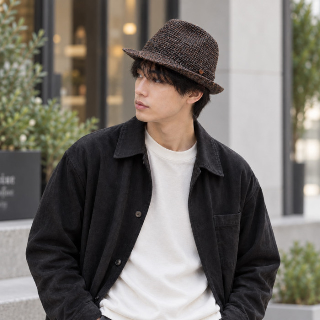 Nol(ノル) 細編みウール中折れ帽 Island Hat ハット メンズ 秋冬