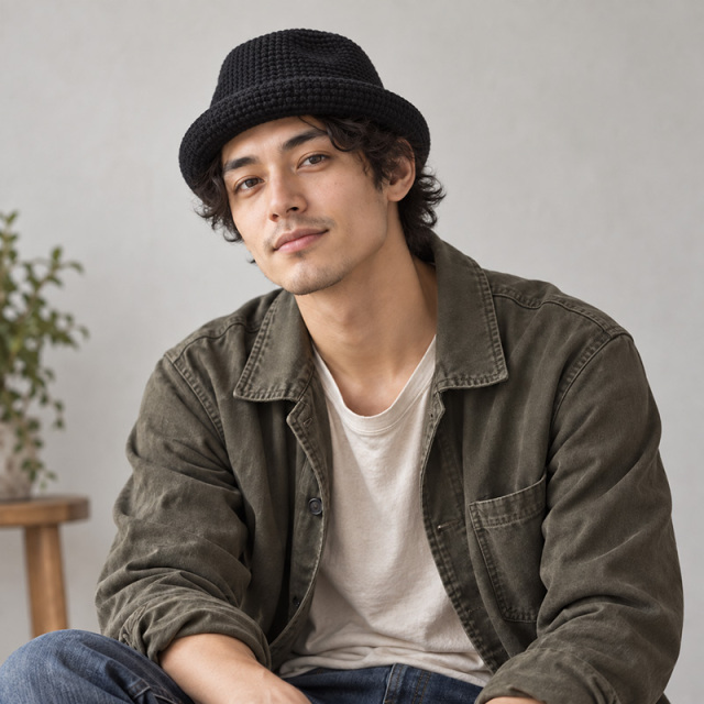 Nol(ノル) 細編みウール中折れ帽 ロール Island Hat