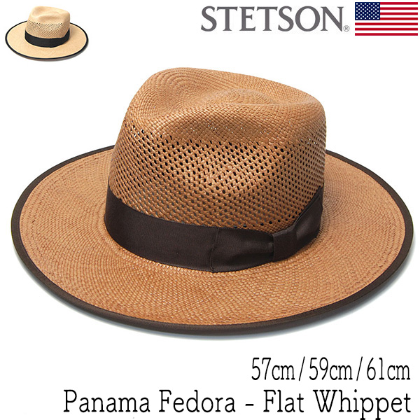 STETSON (ステットソン) つば広パナマ中折れ帽 FLAT WHIPPET