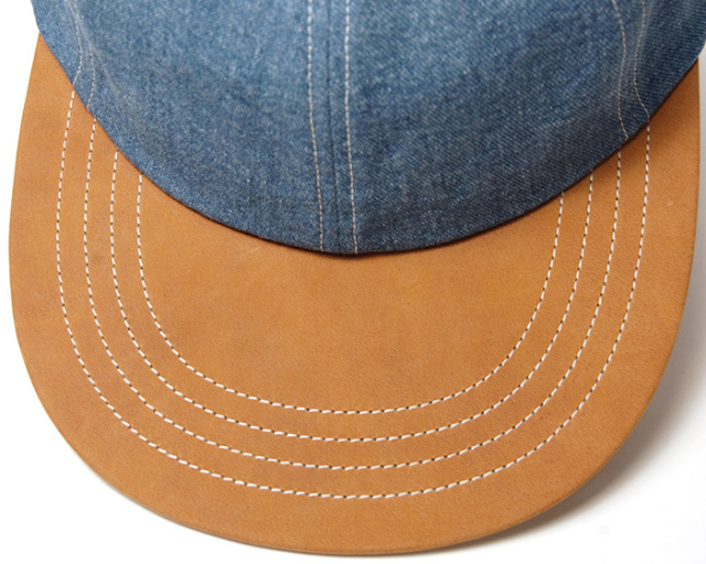 THE FACTORY MADE(ザファクトリーメイド) 革つばデニムキャップ Leather Visor Denim Cap?