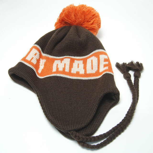 THE FACTORY MADE(ザファクトリーメイド)” ポンポン付きニットキャップ Ponpon Guide Knit FM845 ニット帽 秋冬  メンズ ユニセックス (kaw-tfm-fm845) XLFR ポンポン付き帽子 茶色 Fサイズ