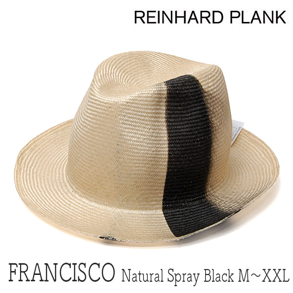 イタリアREINHARD PLANK(レナード プランク)ストロー中折れ帽[FRANCISCO STRAW PARA NATURAL SPRAY BLACK]
