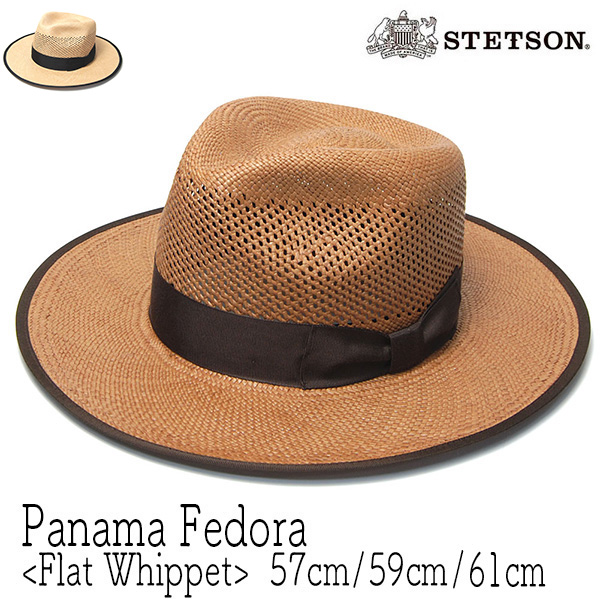 STETSON (ステットソン) つば広パナマ中折れ帽 FLAT WHIPPET