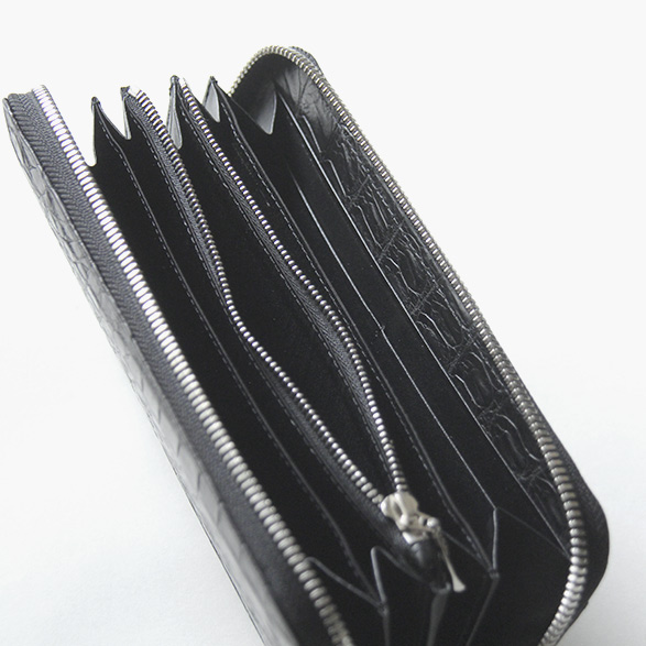 クロコダイル】 ラウンドファスナー長財布 外ポケットあり lgw009 