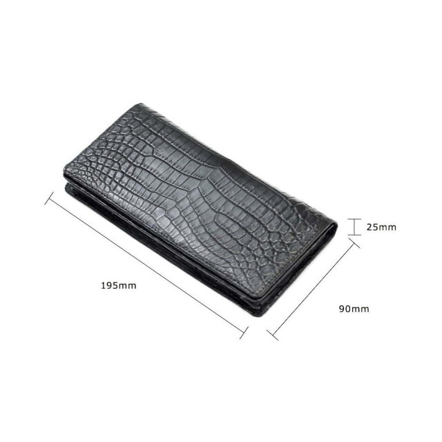 ナイルクロコダイル革 定番の通しマチ 長財布（小銭入れあり