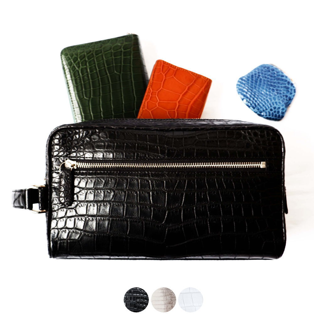 【ナイルクロコダイル】 Wファスナーセカンドバッグ sbg001