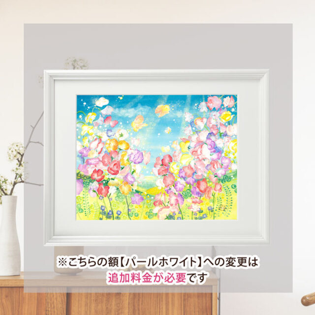 絵画 「春風にのって」 (Denny Horimizu) 《スイートピーの絵画》
