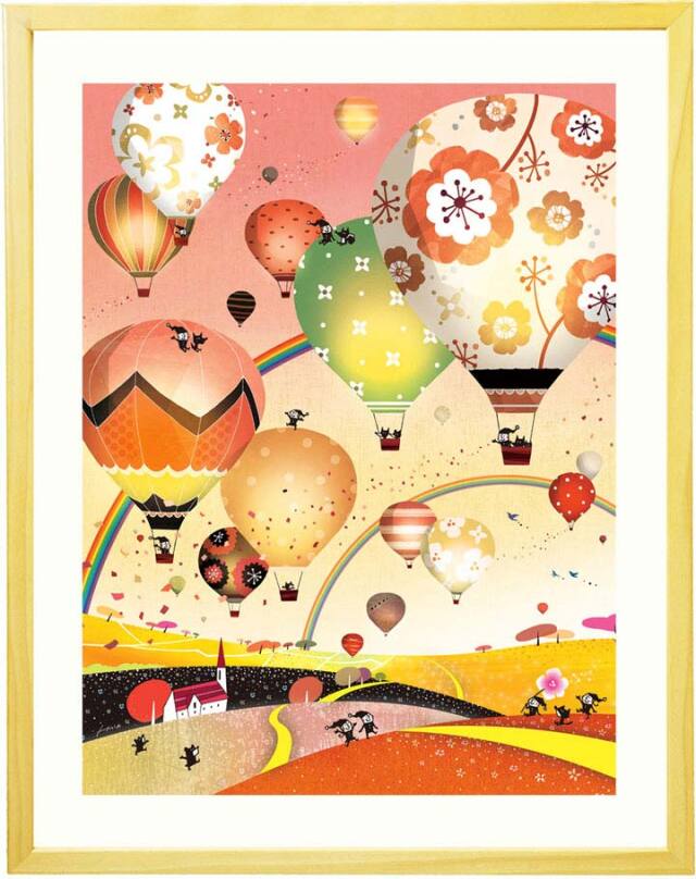 絵画 インテリア 希望 どこまでも どこまでも 空の絵 寝室 気球 バルーン 美しい絵画 アート ポスター 風景画 開店祝い 飲食店 美容院 プレゼント