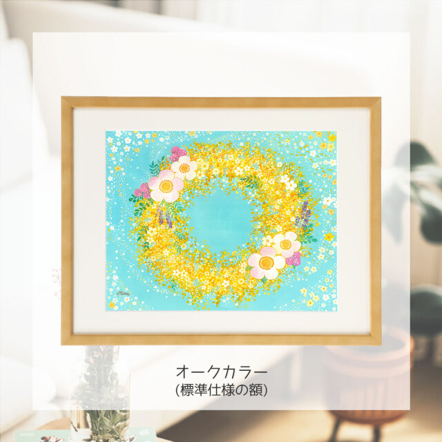 絵画 「つなぐ、つむぐ」 《ミモザのリース》 (mime)