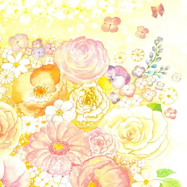 絵画 花束 「光 ～ hikari ～」 水彩画 バラ 癒し 幸せ 玄関 風水