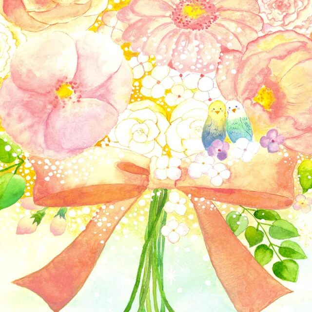 絵画 花束 「光 ～ hikari ～」 水彩画 バラ 癒し 幸せ 玄関 風水
