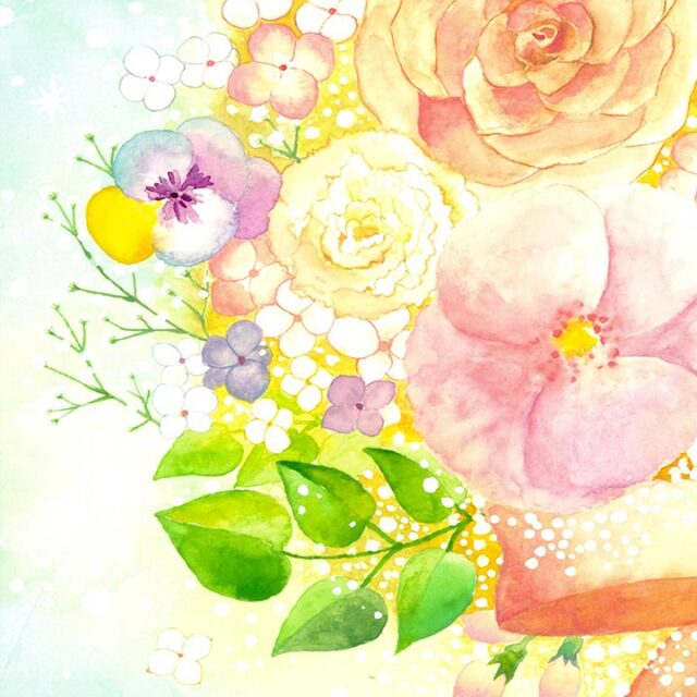 絵画 花束 「光 ～ hikari ～」 水彩画 バラ 癒し 幸せ 玄関 風水