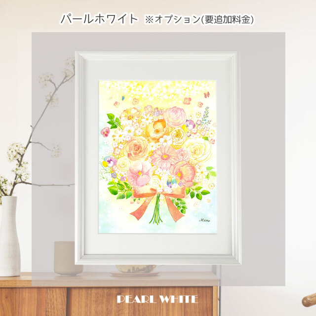 絵画 花束 「光 ～ hikari ～」 水彩画 バラ 癒し 幸せ 玄関 風水